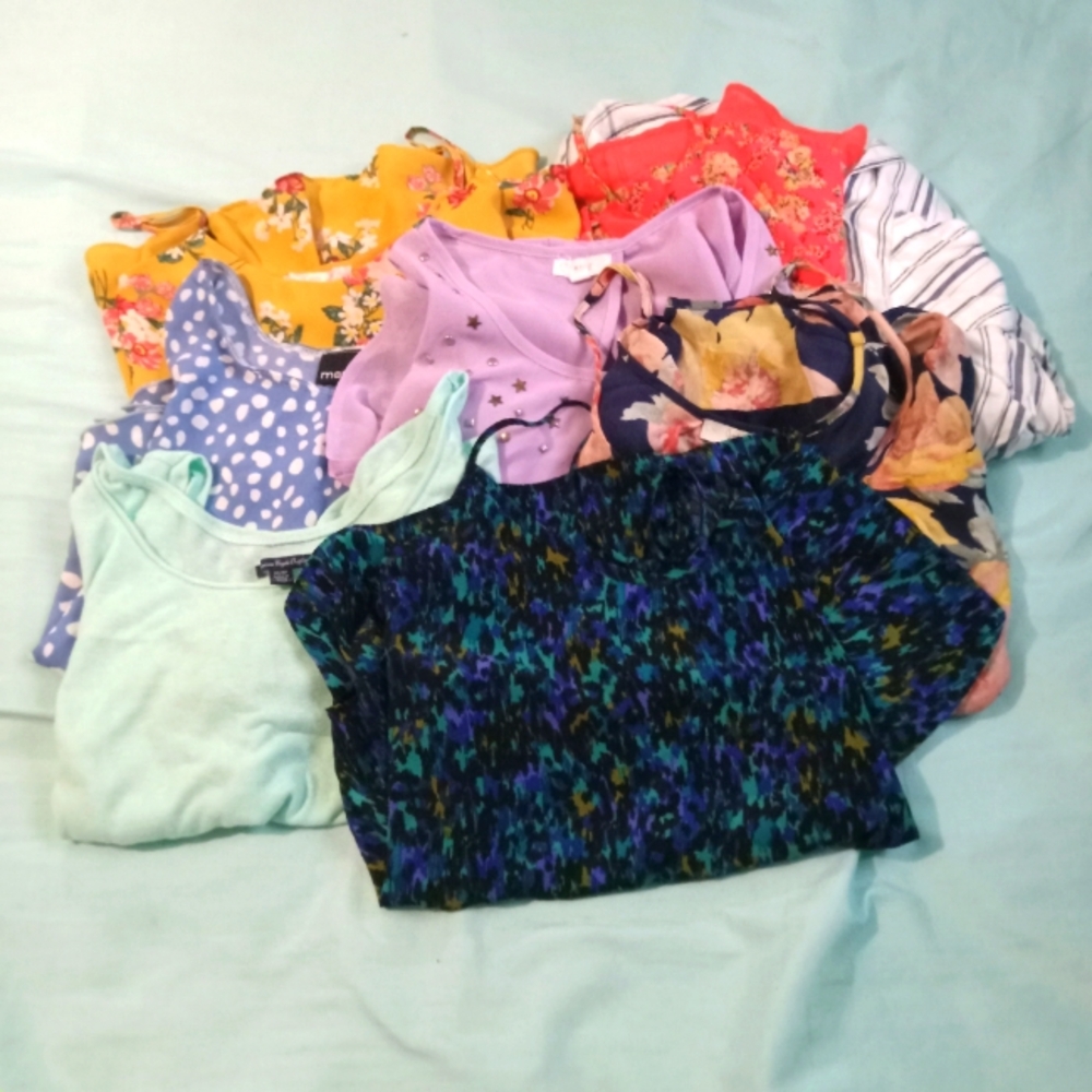 💰 Bundle Lot Juniors XS 8 Tops Blouses Spring Summer Lightweight Bright Girls